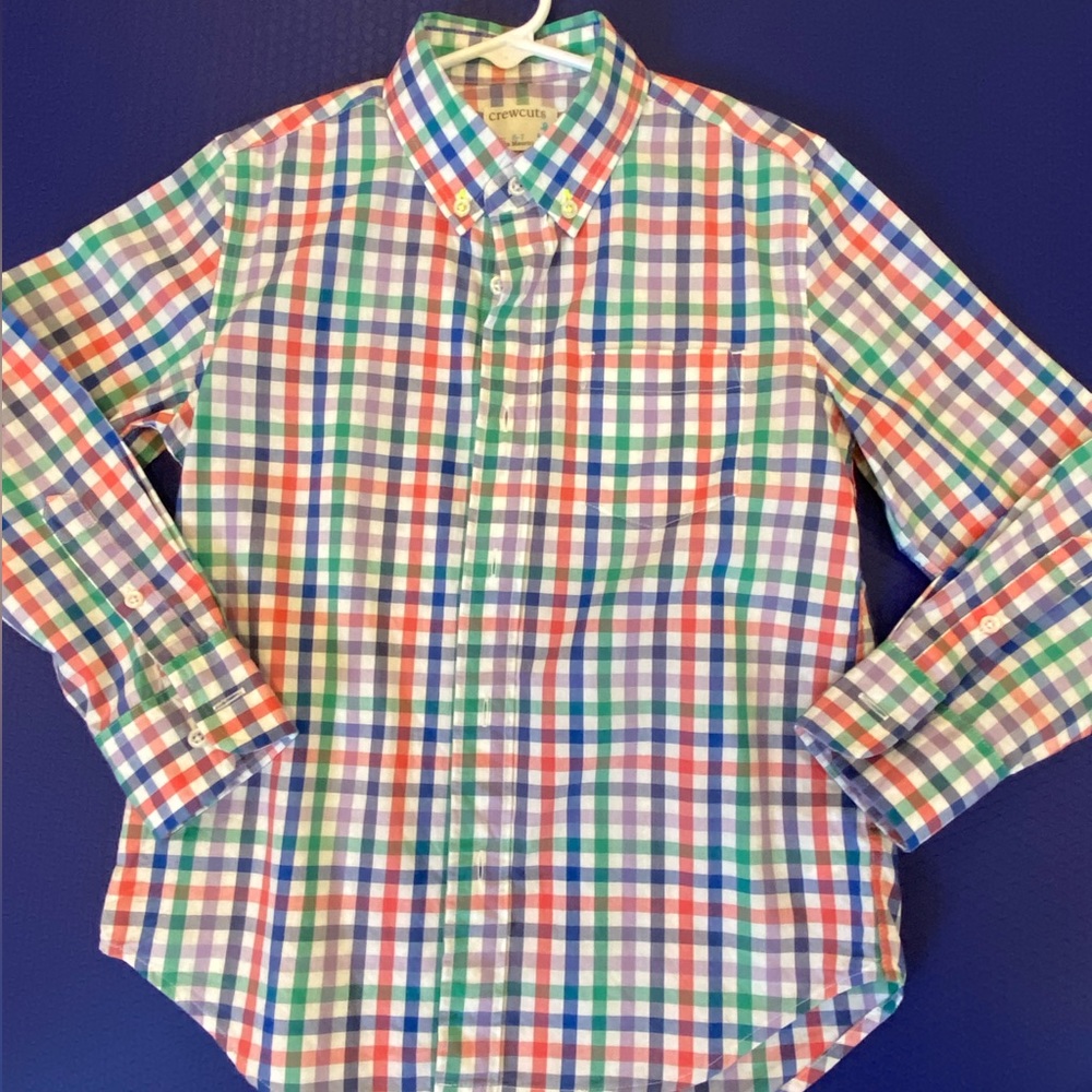 JCrew crewcuts boy button down shirt, Size 6-7, multicolor plaid.